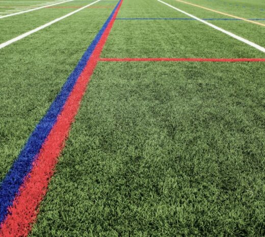 fresh striping on football field