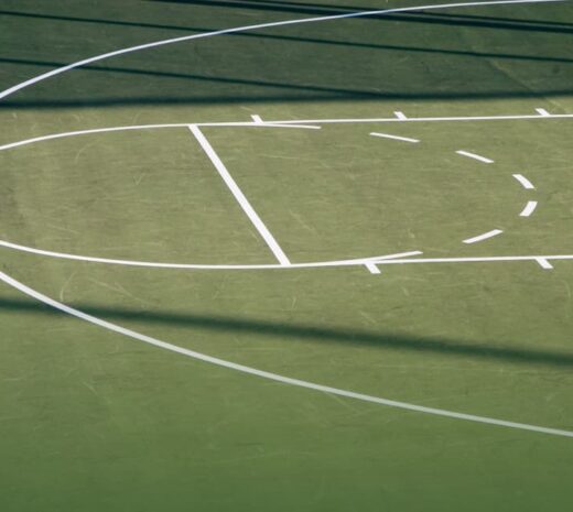 basketball court with new line markings