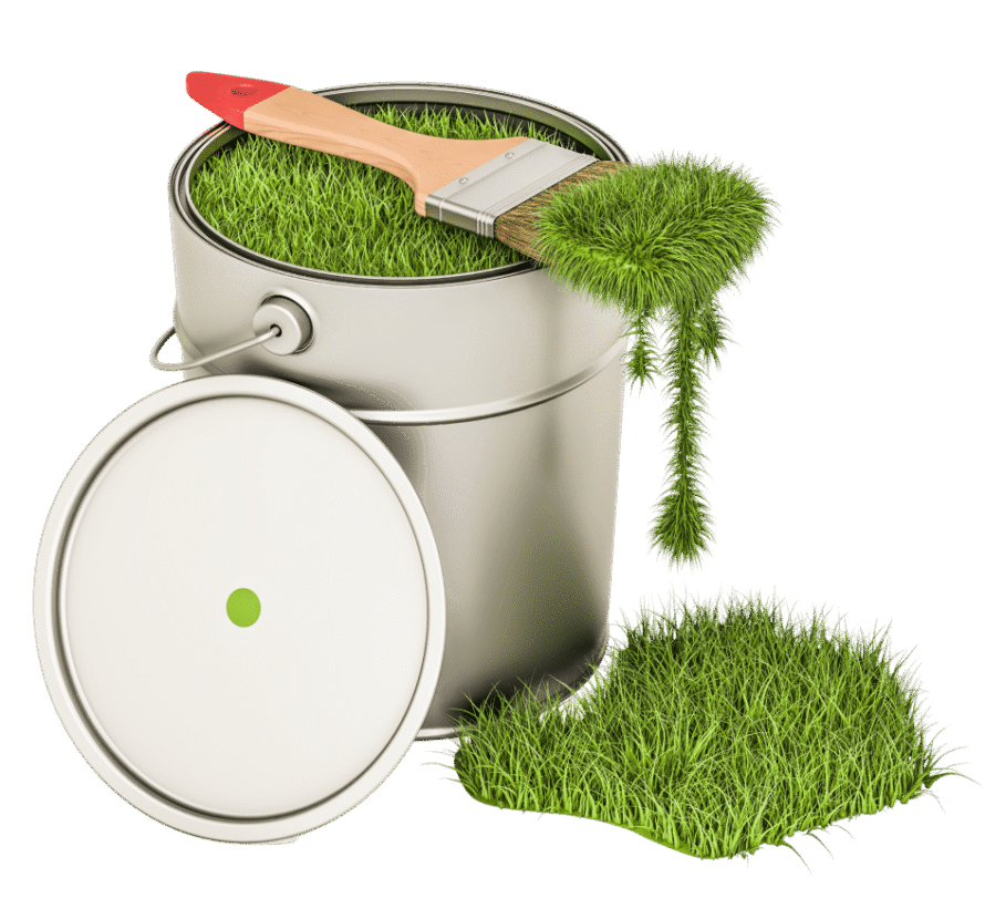 can with grass inside of it