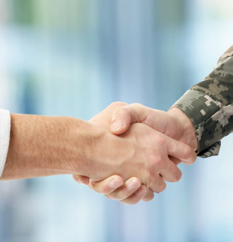veteran shaking hands