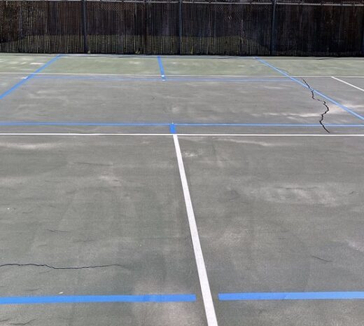 up close view of tennis court striping
