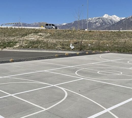 corner view of new pickleball court striping