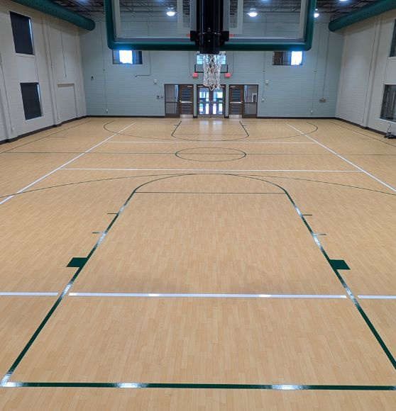 volleyball court for Baxter Community Center freshly painted