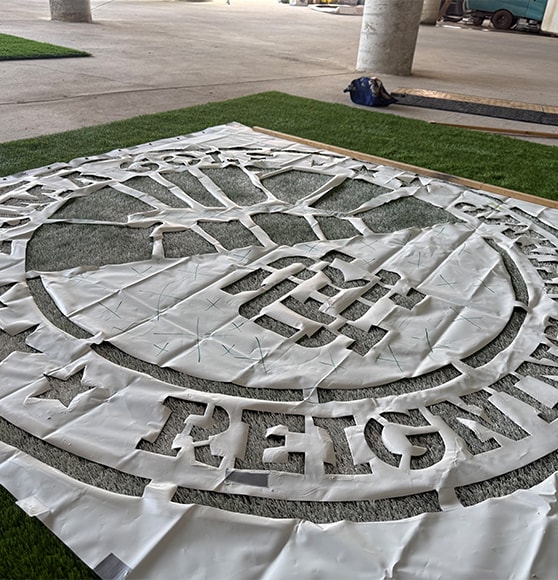 event logo stencil in process