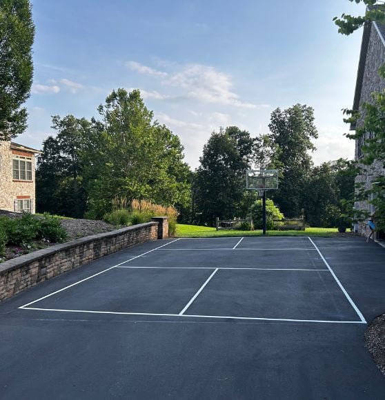 pickleball court freshly painted for Private Residence